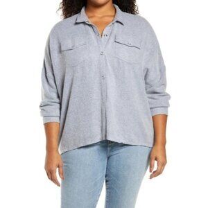 TREASURE & BOND Fleece Shirt Jacket In Blue Vintage 2X